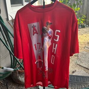 Red Shohei Ohtani Graphic T-Shirt - Men’s XL